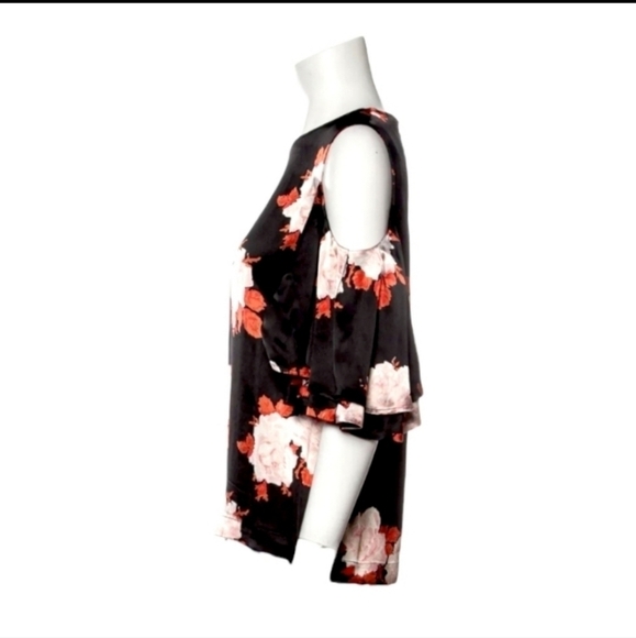 Ganni Pink Peony Print Cold Shoulder Top - Picture 4 of 6